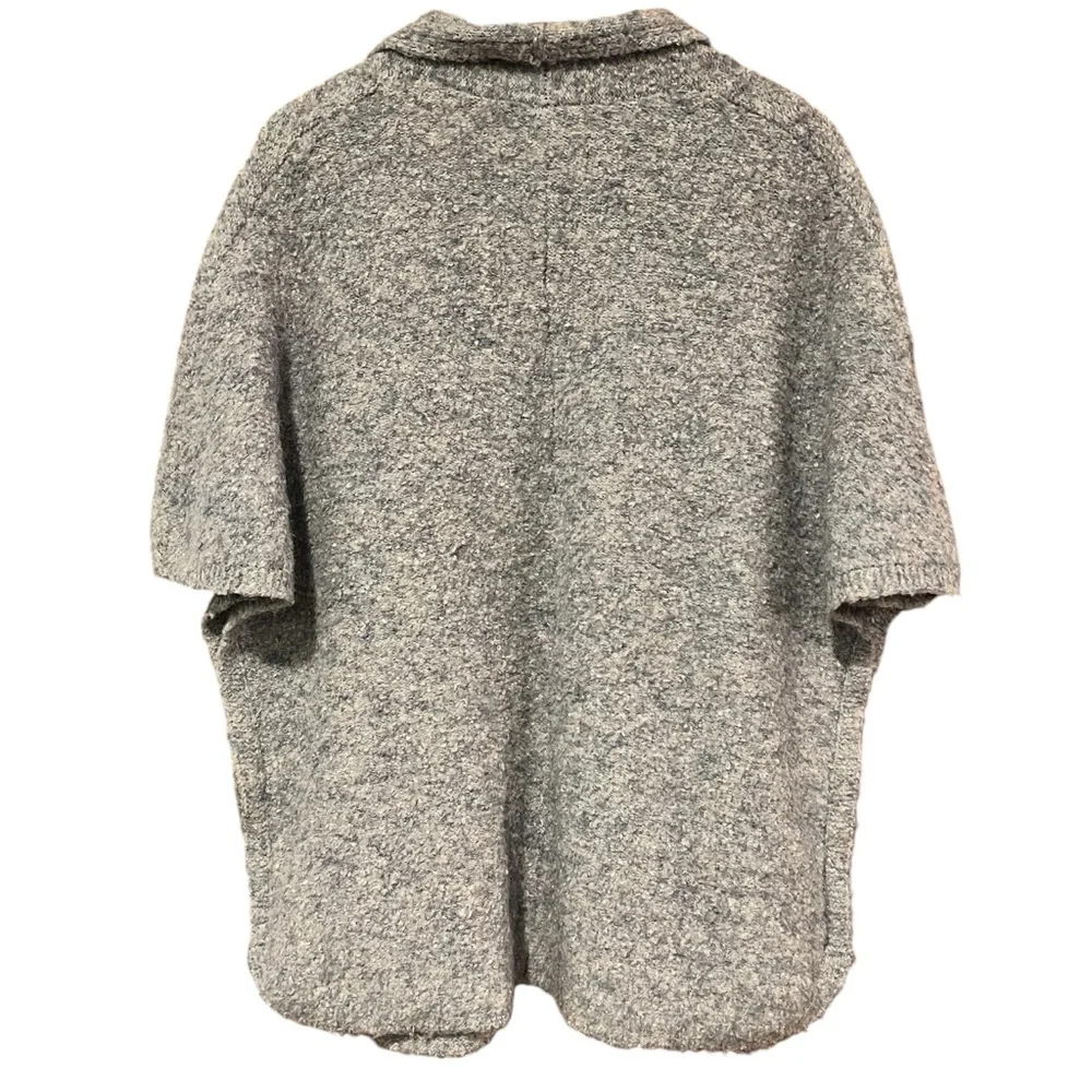 Anthropologie Cardigan Short Sleeve Chunky Knit Open Marled Blue‎ Gray OS - Picture 2 of 7